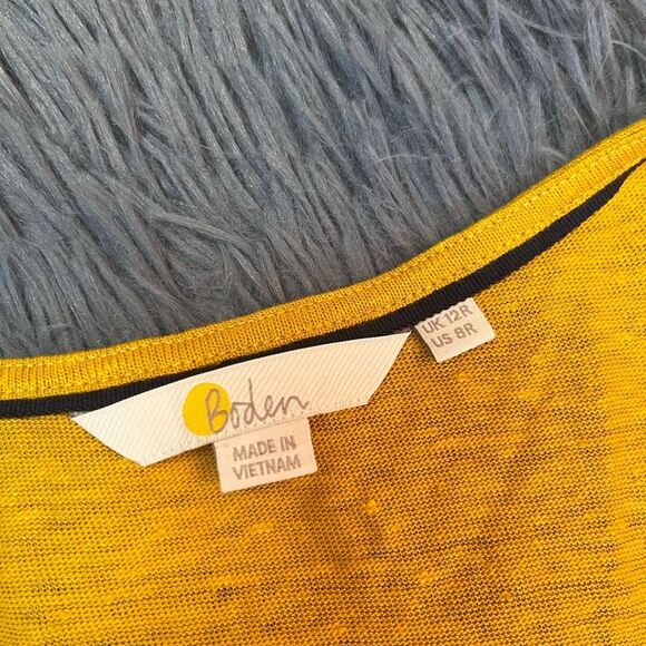 Boden Yellow Sleeveless Linen Midi Dress Size 8 - Picture 2 of 5